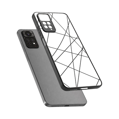 Geomatric White sleek redmi note 11 pro cover with tempered glass back and TPU edges