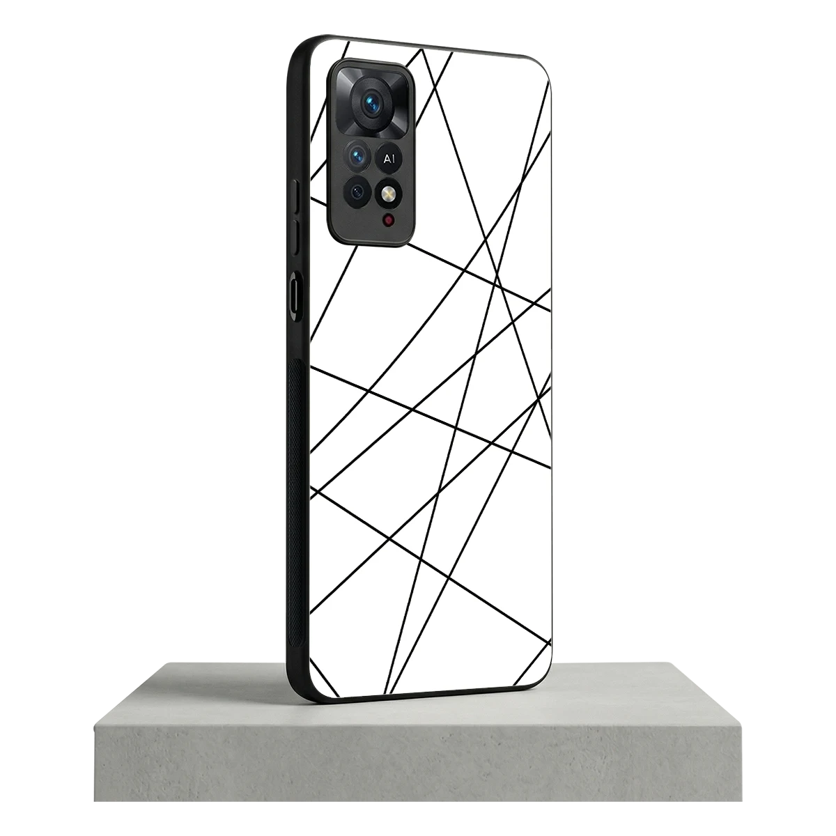 Geomatric White redmi note 11 pro mobile cover | shockproof glass phone case