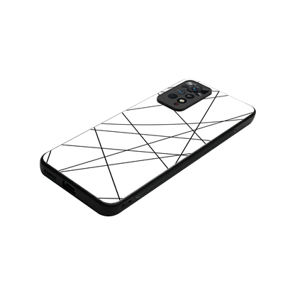 Geomatric White stylish phone case for redmi note 11 pro | glossy glass and slim fit