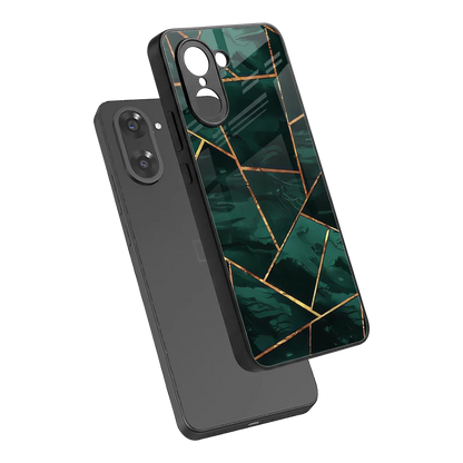 Geometric green sleek oneplus nord ce5 5g cover with tempered glass back and TPU edges