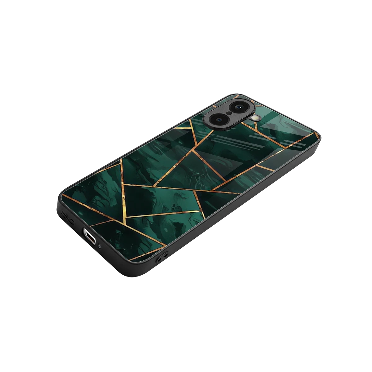 Geometric green stylish phone case for oneplus nord ce5 5g | glossy glass and slim fit