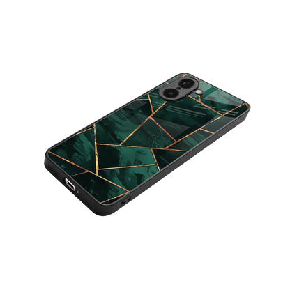 Geometric green stylish phone case for oneplus nord ce5 5g | glossy glass and slim fit