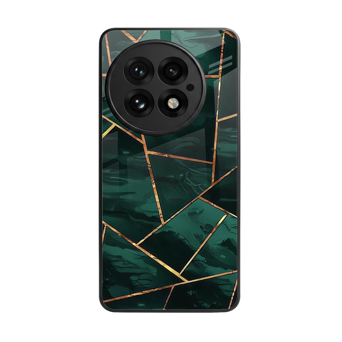 Geometric green back phone cover | glass case for oneplus 13