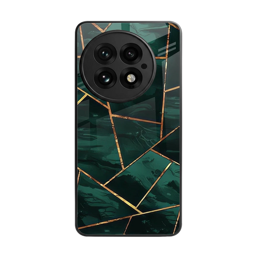 Geometric green back phone cover | glass case for oneplus 13