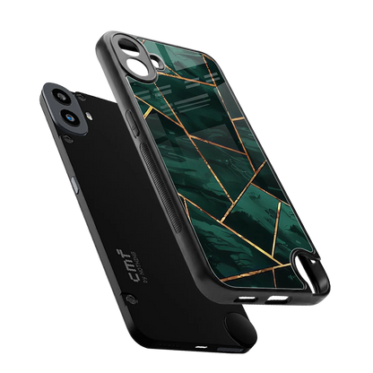Geometric green sleek cmf nothing phone 1 cover with tempered glass back and TPU edges