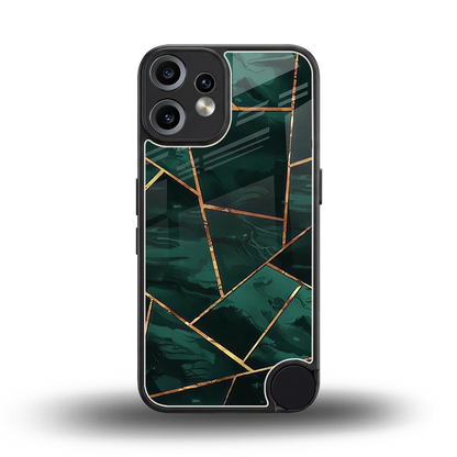 Geometric green back phone cover | glass case for cmf nothing phone 2 pro