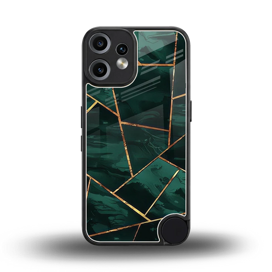 Geometric green back phone cover | glass case for cmf nothing phone 2 pro