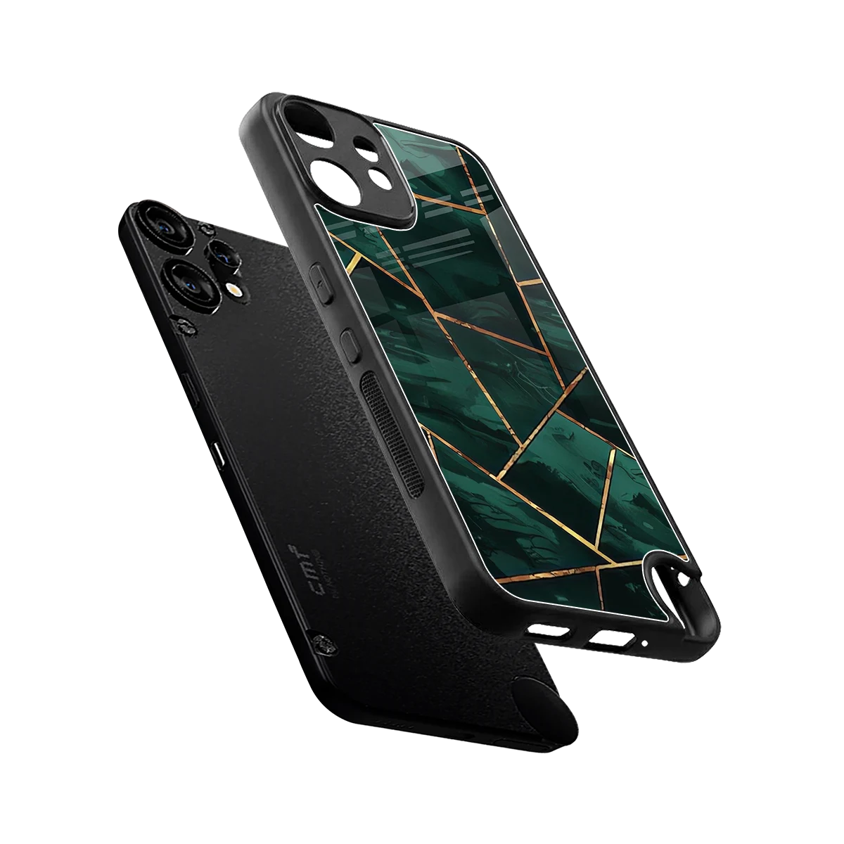 Geometric green sleek cmf nothing phone 2 pro cover with tempered glass back and TPU edges