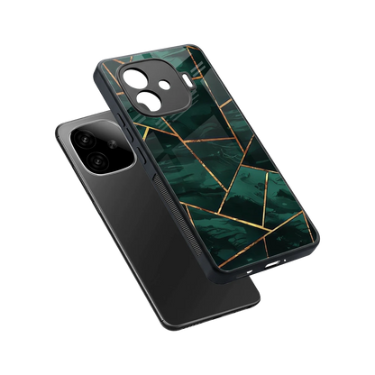Geometric green sleek iqoo neo 10r 5g cover with tempered glass back and TPU edges