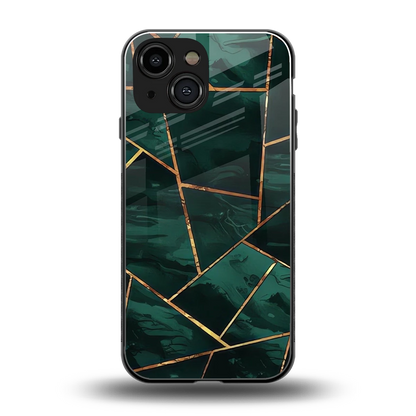 Geometric green back phone cover | glass case for iphone 13 mini