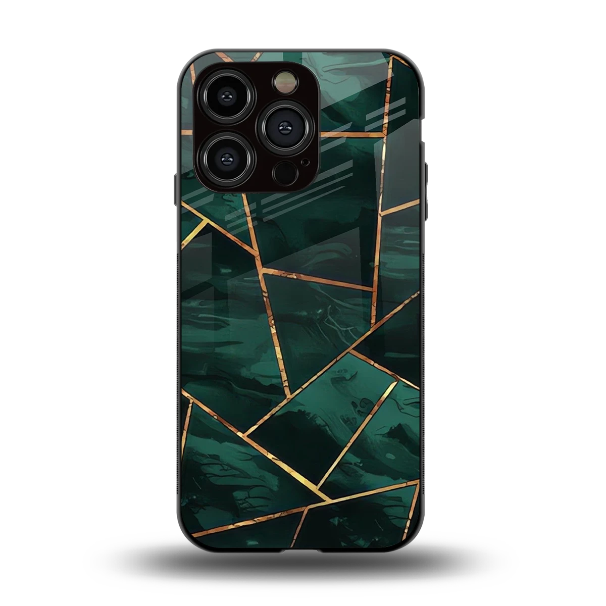 Geometric green back phone cover | glass case for iphone 13 pro
