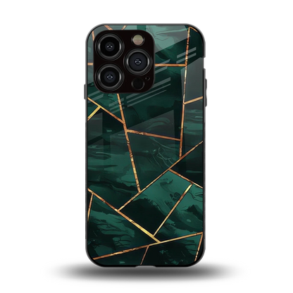 Geometric green back phone cover | glass case for iphone 13 pro