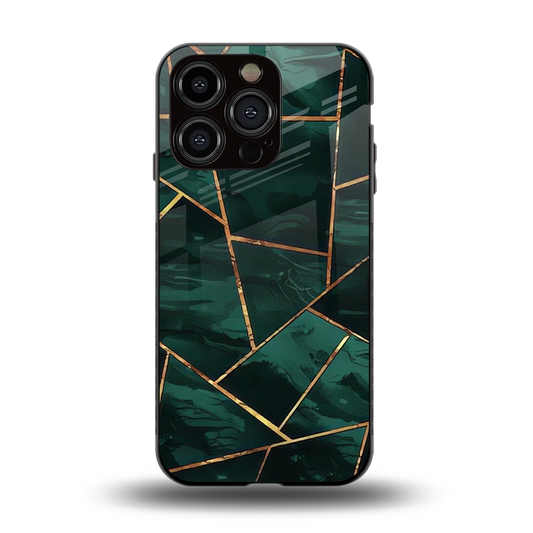 Geometric green back phone cover | glass case for iphone 13 pro