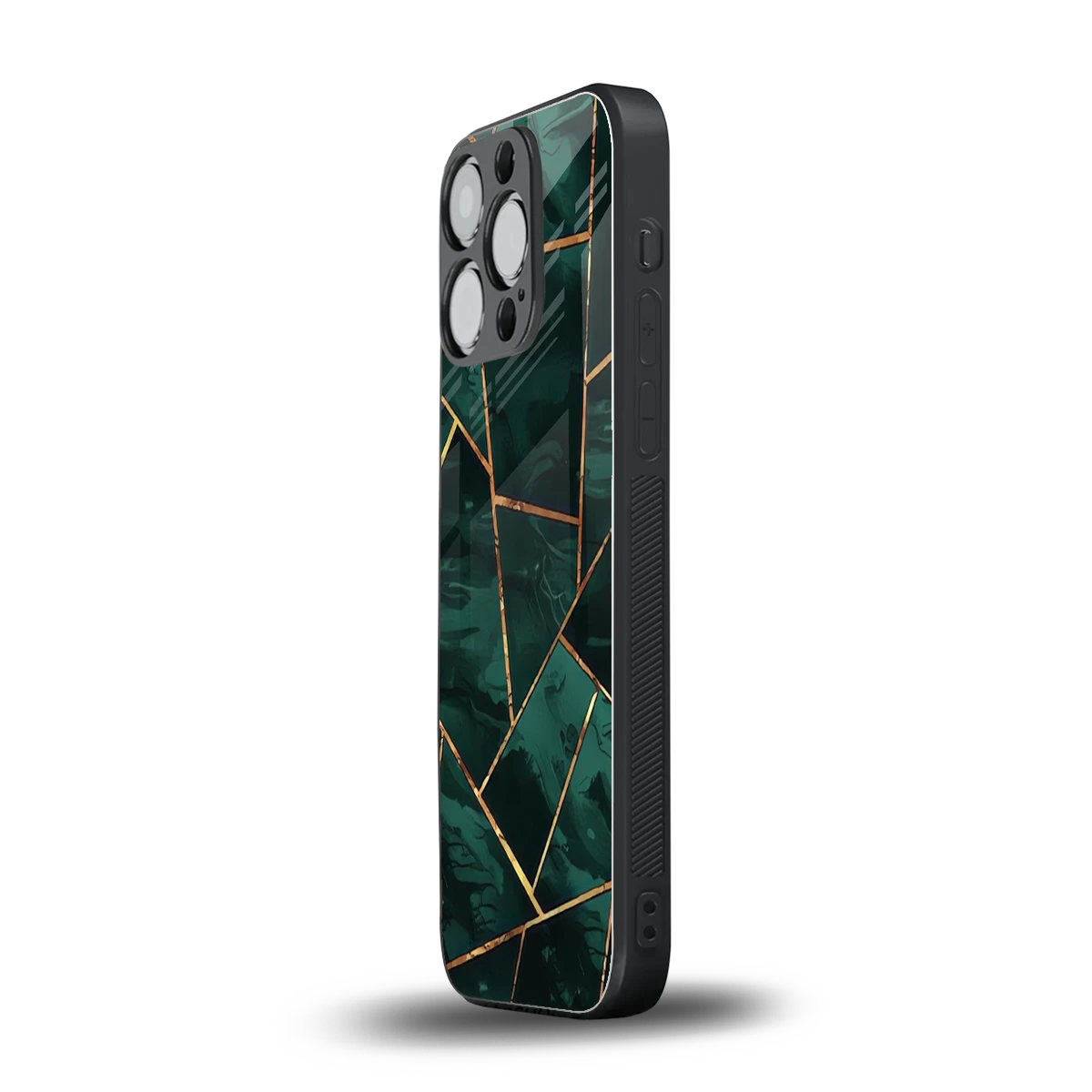 Geometric green iphone 13 pro mobile cover | shockproof glass phone case