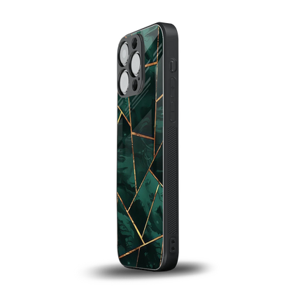Geometric green iphone 13 pro mobile cover | shockproof glass phone case