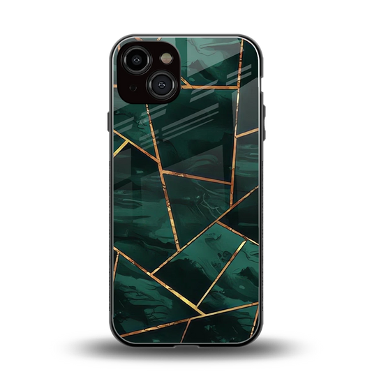 Geometric green back phone cover | glass case for iphone 13