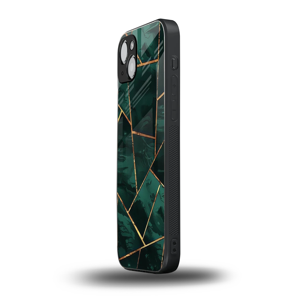 Geometric green iphone 14 mobile cover | shockproof glass phone case