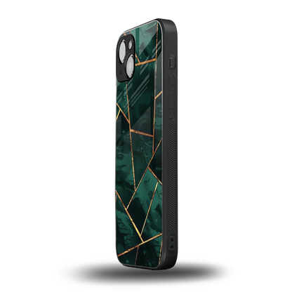 Geometric green iphone 14 mobile cover | shockproof glass phone case