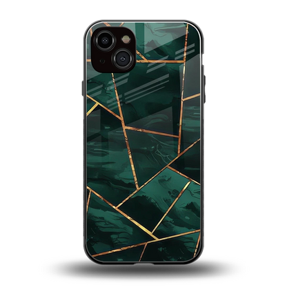 Geometric green back phone cover | glass case for iphone 14 plus