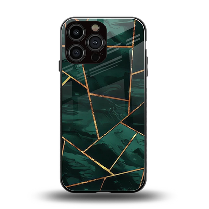 Geometric green back phone cover | glass case for iphone 15 pro max