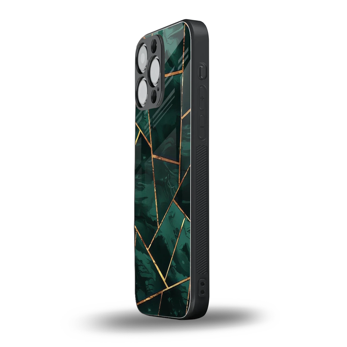 Geometric green iphone 15 pro max mobile cover | shockproof glass phone case