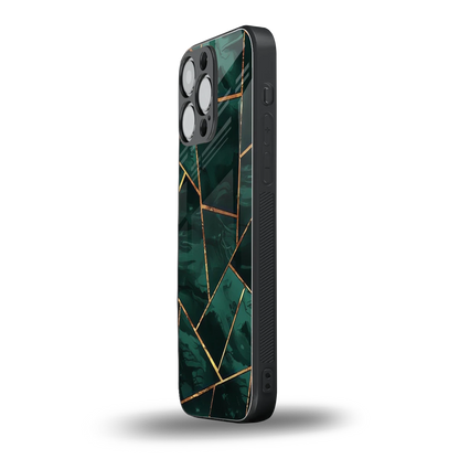 Geometric green iphone 15 pro max mobile cover | shockproof glass phone case