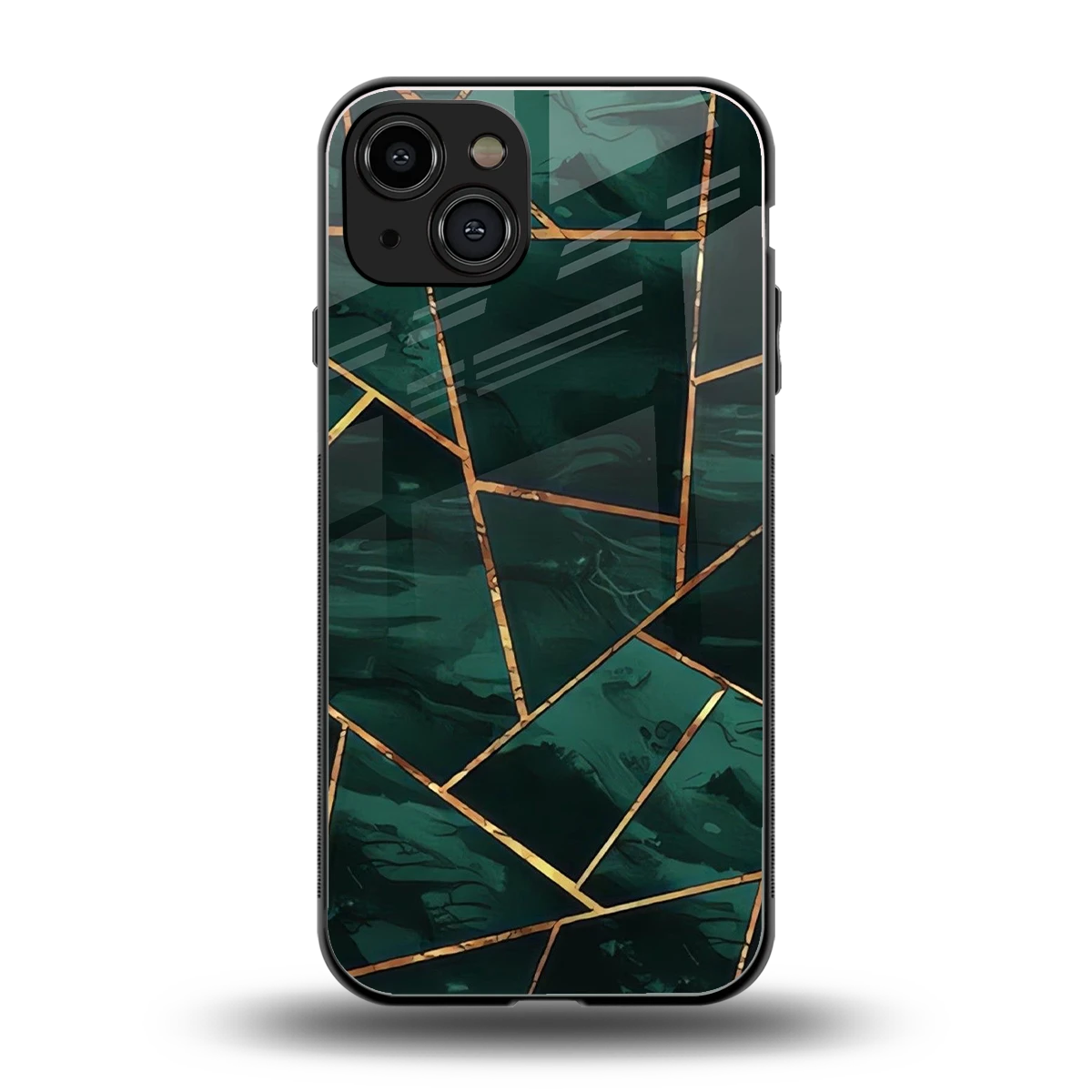 Geometric green back phone cover | glass case for iphone 15