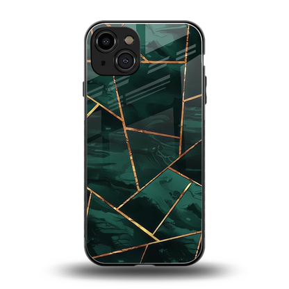 Geometric green back phone cover | glass case for iphone 15