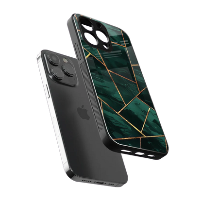 Geometric green sleek iphone 16 pro max cover with tempered glass back and TPU edges