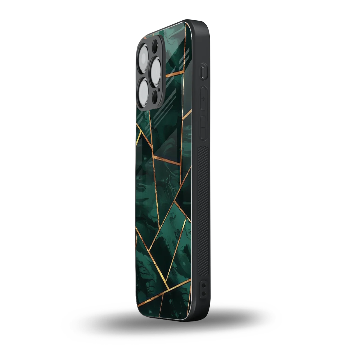 Geometric green iphone 16 pro max mobile cover | shockproof glass phone case