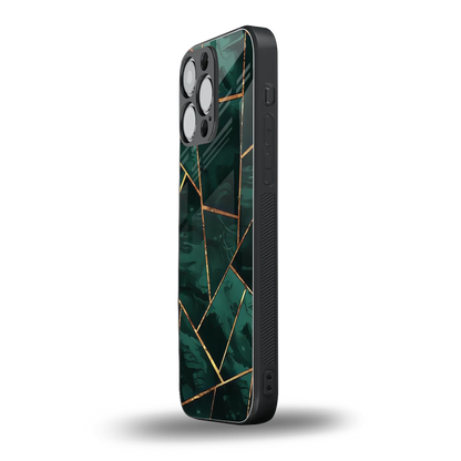 Geometric green iphone 16 pro max mobile cover | shockproof glass phone case
