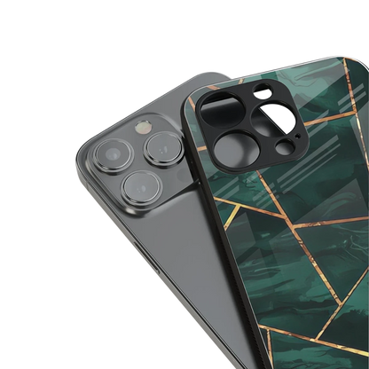 Geometric green stylish phone case for iphone 14 | glossy glass and slim fit