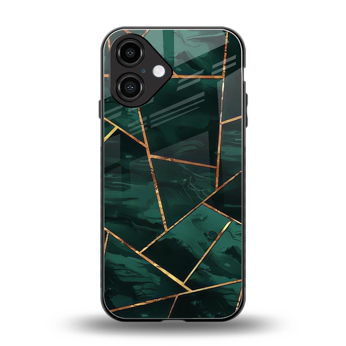 Geometric green back phone cover | glass case for iphone 16