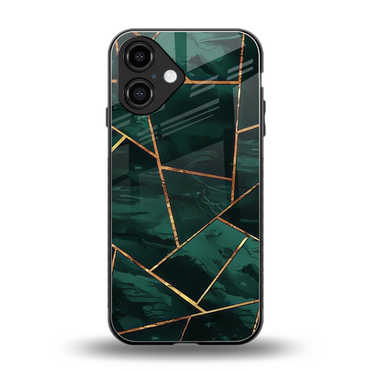 Geometric green back phone cover | glass case for iphone 16