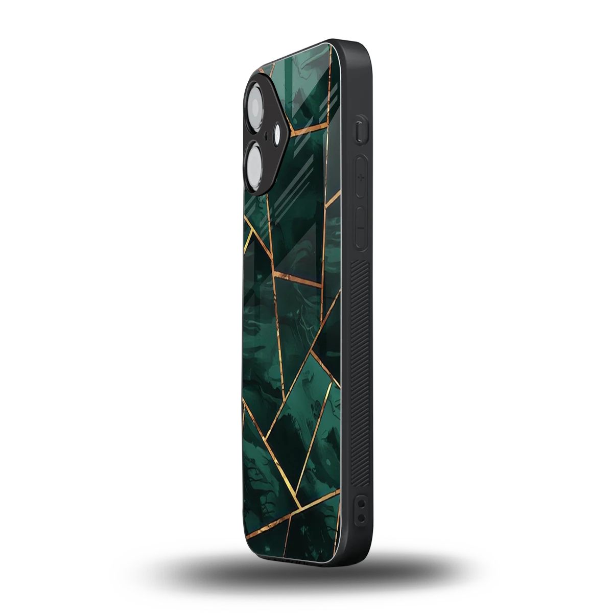 Geometric green iPhone 16 mobile cover | shockproof glass phone case