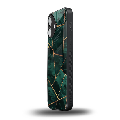 Geometric green iPhone 16 mobile cover | shockproof glass phone case