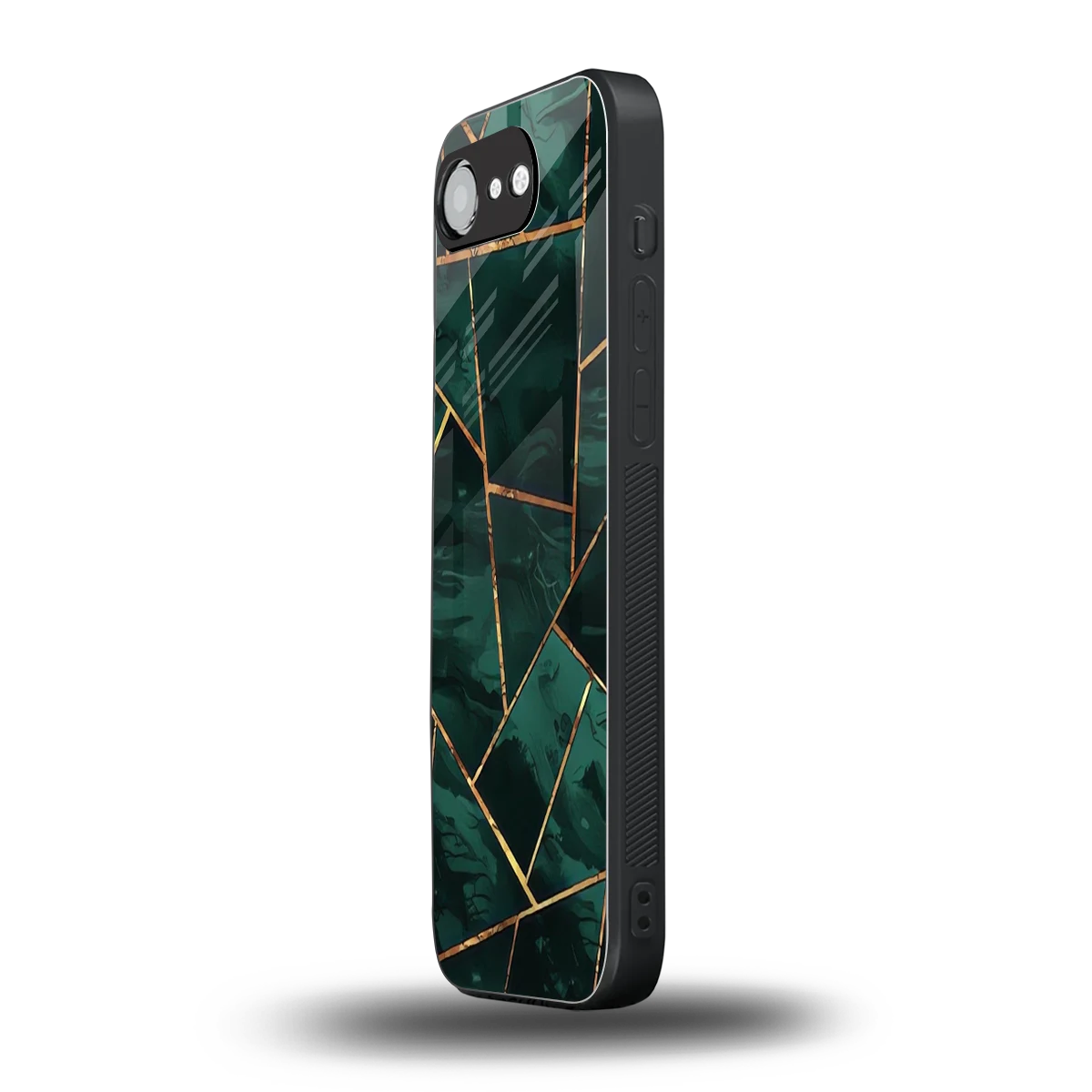 Geometric green iphone 16e mobile cover | shockproof glass phone case