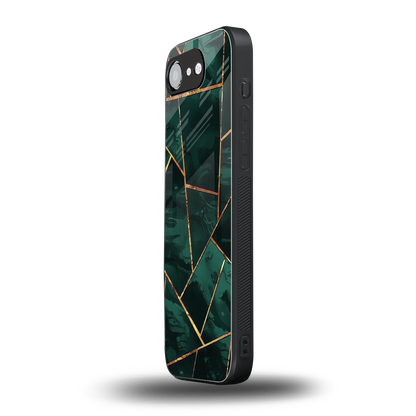 Geometric green iphone 16e mobile cover | shockproof glass phone case