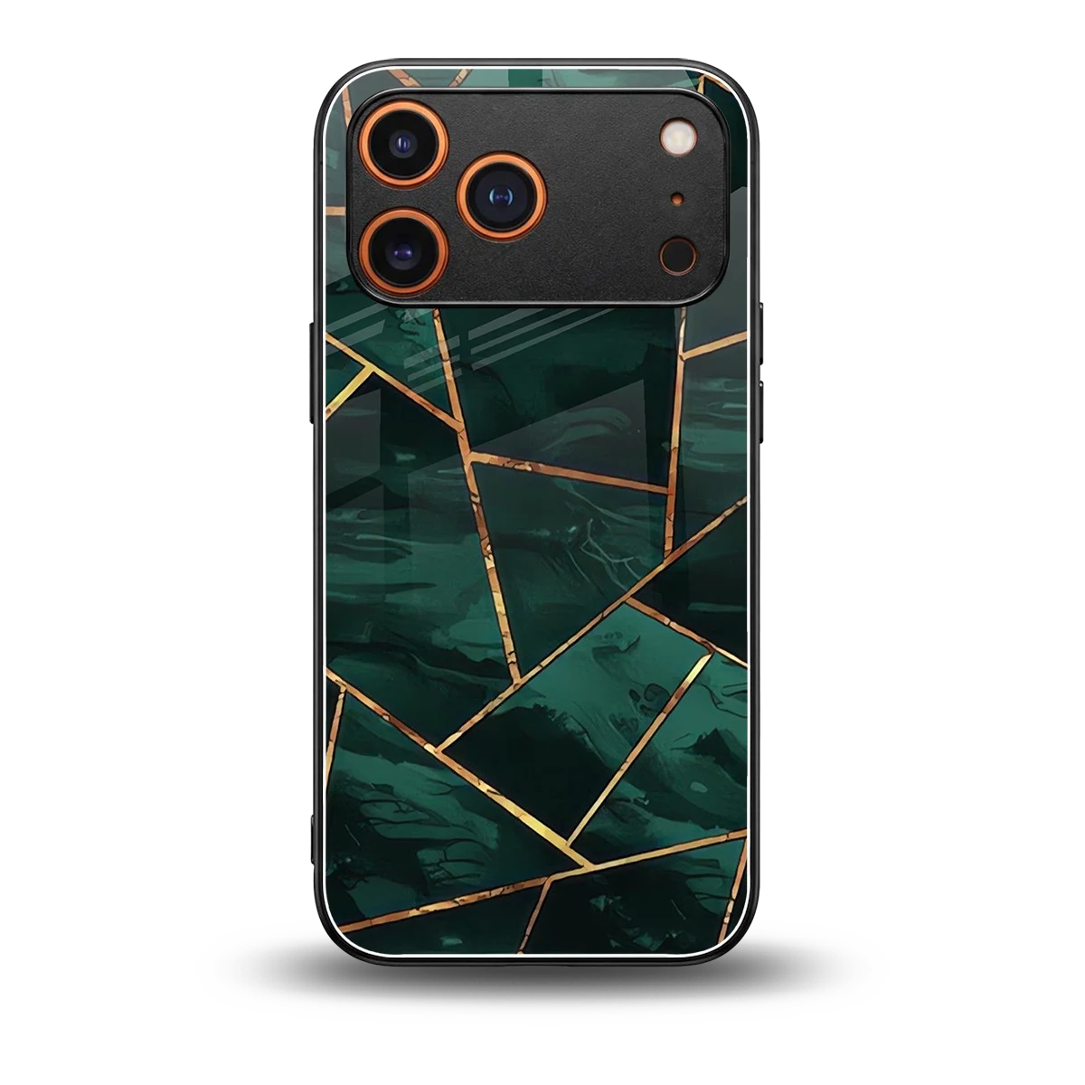 Geometric green back phone cover | glass case for iphone 17 pro