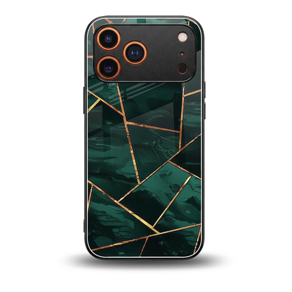 Geometric green back phone cover | glass case for iphone 17 pro