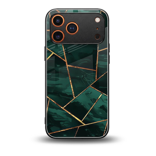 Geometric green back phone cover | glass case for iphone 17 pro max
