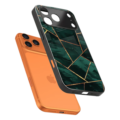 Geometric green sleek iphone 17 pro cover with tempered glass back and TPU edges