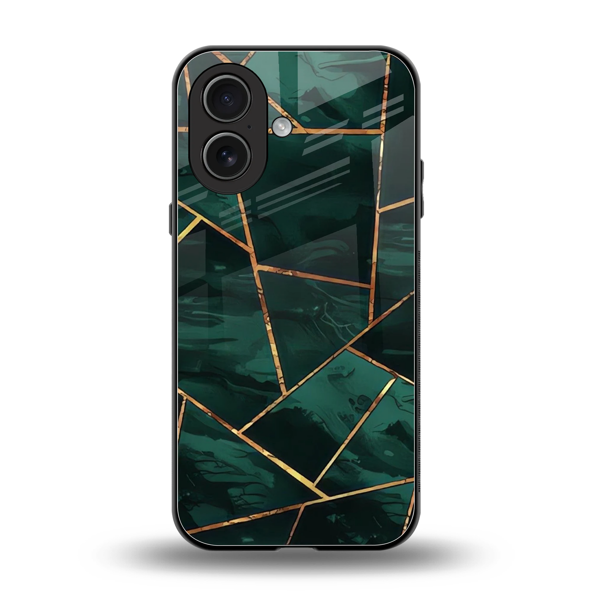 Geometric green back phone cover | glass case for iphone 17