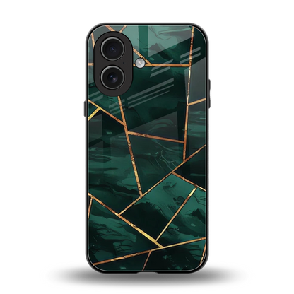 Geometric green back phone cover | glass case for iphone 17