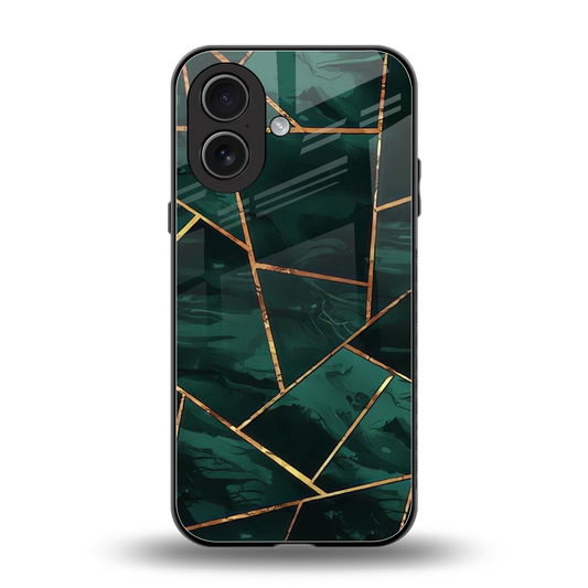 Geometric green back phone cover | glass case for iphone 17