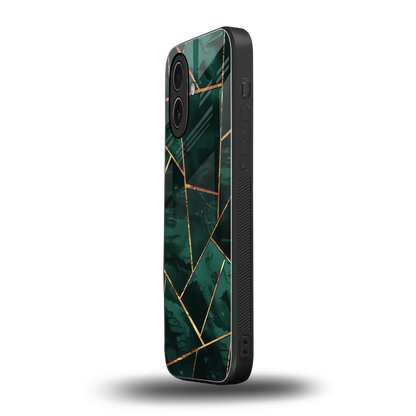 Geometric green iphone 17 mobile cover | shockproof glass phone case