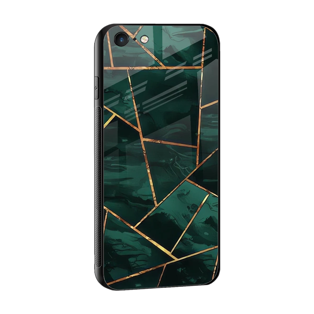 Geometric green sleek iphone 6s cover with tempered glass back and TPU edges