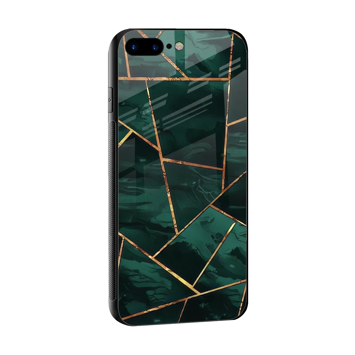 Geometric green sleek iphone 8 plus cover with tempered glass back and TPU edges