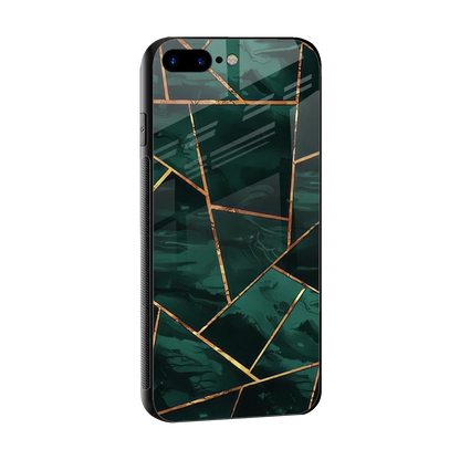 Geometric green sleek iphone 8 plus cover with tempered glass back and TPU edges
