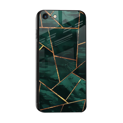 Geometric green sleek iphone 7 cover with tempered glass back and TPU edges